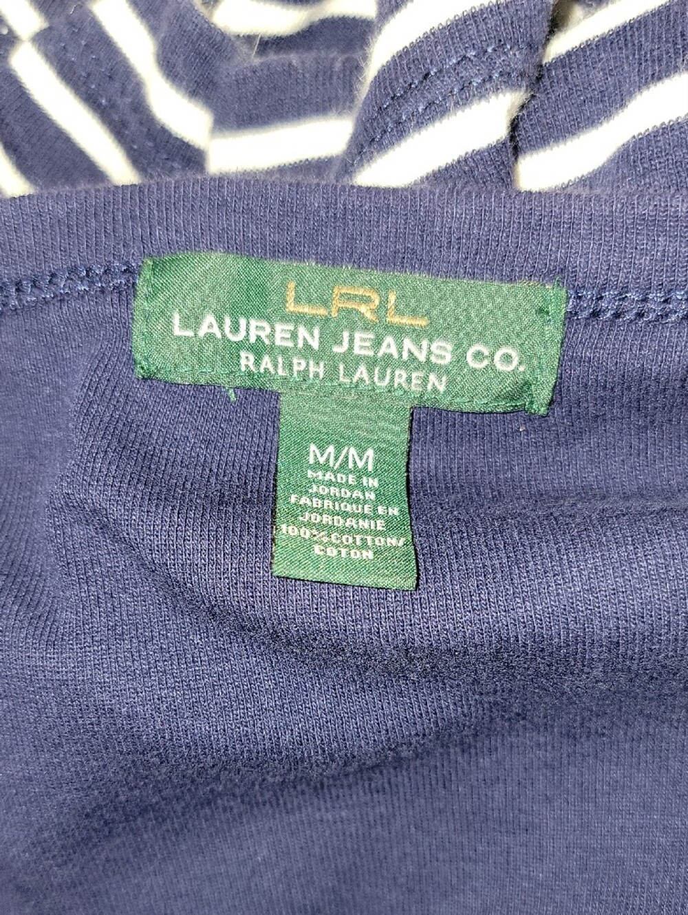 Ralph Lauren Navy and White Lace-Up Striped Long Sleeve Tee - Picture 6 of 6
